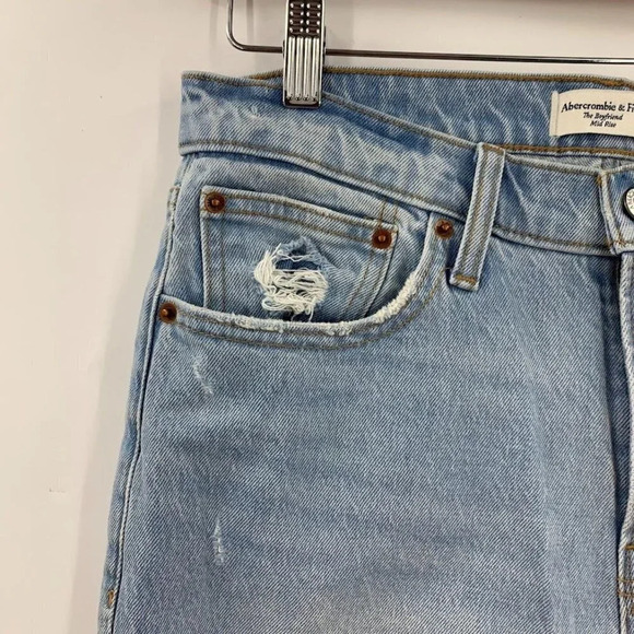 Abercrombie & Fitch Women's The Boyfriend Mid Rise Distressed Jeans Size 28 - Picture 3 of 12